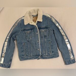 Levi Women’s Denim Sherpa Trucker Jacket With Silver Accents R13C